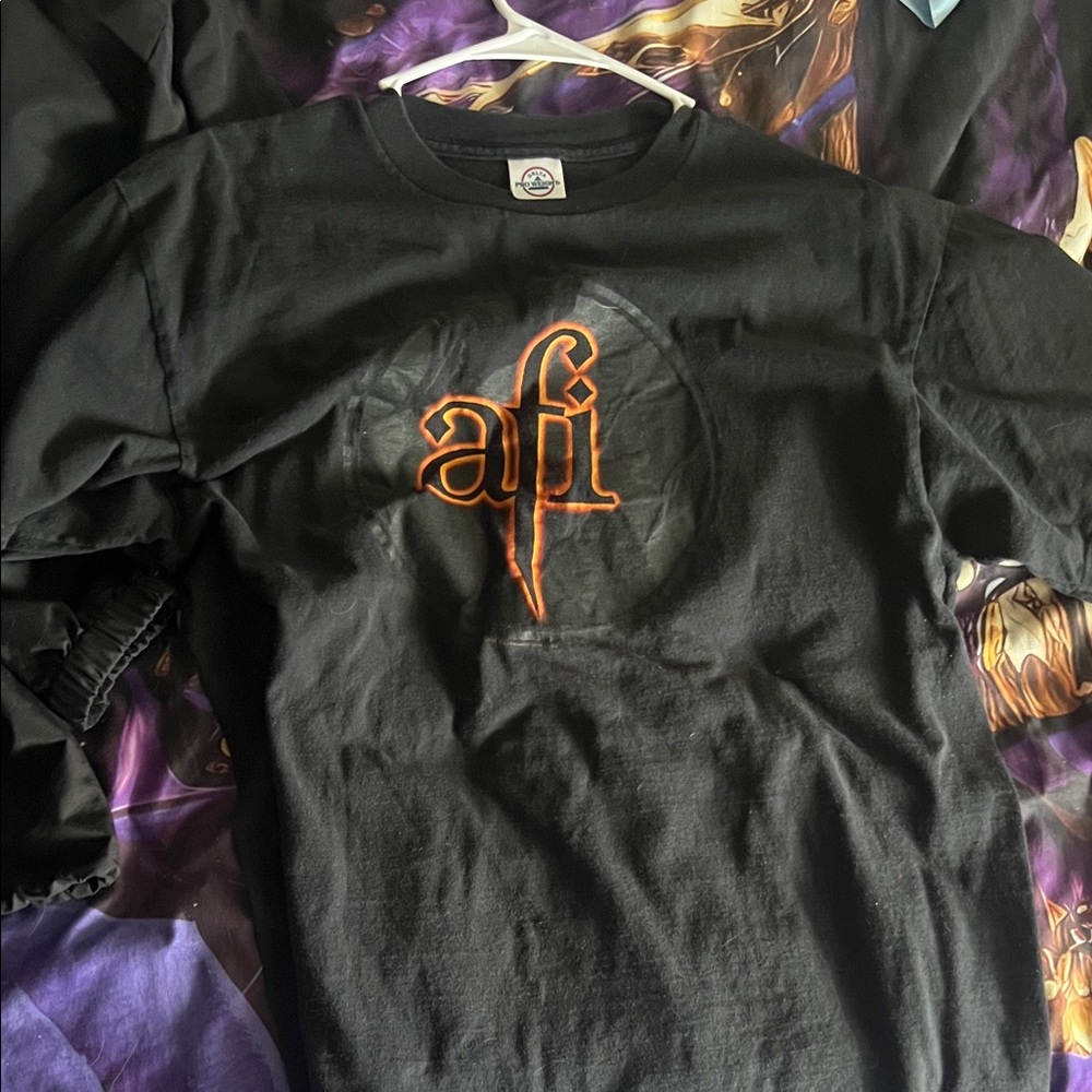 Black AFI Band T-Shirt with Orange Logo